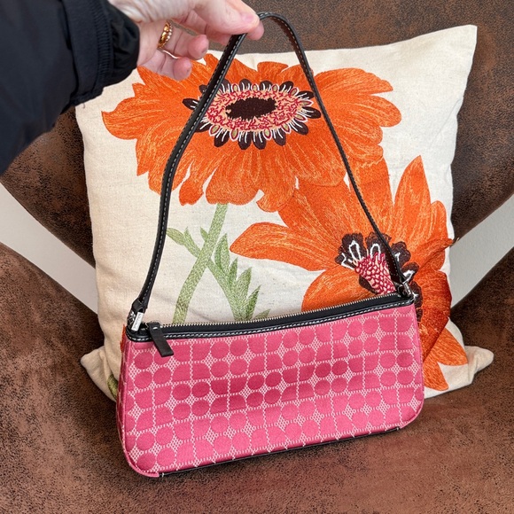 VINTAGE KATE SPADE DEMI BAG SIGNATURE CANVAS LEATHER VGUC - Picture 4 of 8